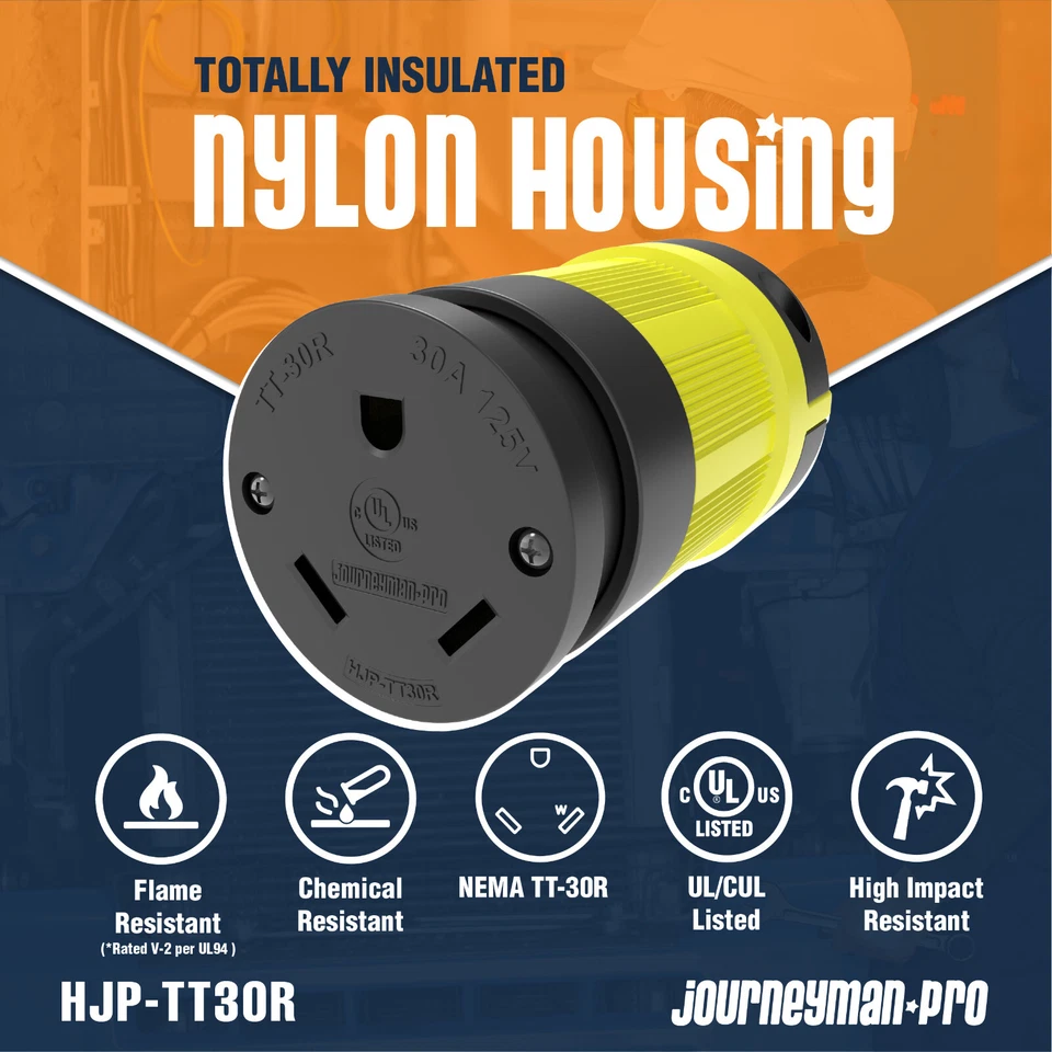 Conector de cable de repuesto de enchufe hembra NEMA TT-30R generador de autocaravana de alta resistencia TT30R Foto 2 de 4