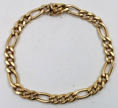 Aurafin Italy 14K Yellow Gold 585 Unisex Figaro Chain Link 
