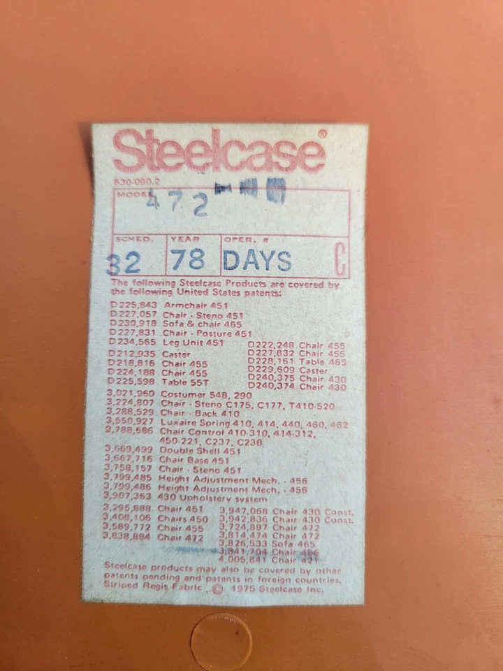 Vtg 4pc Set Steelcase Max-Stacker Chair MCM Atomic Yellow Model #472 Made 1978 - Image 4 of 4