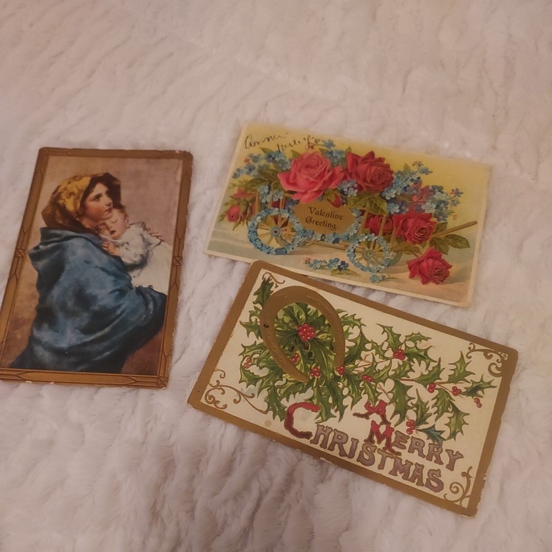 Postcard Vintage Embossed  Valentines Day, Christmas,  Mother & Child unposted