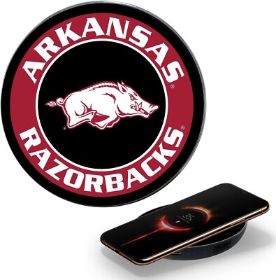 FAMETEK University of Arkansas Wireless Charger W/ Illuminated Razorbacks Logo