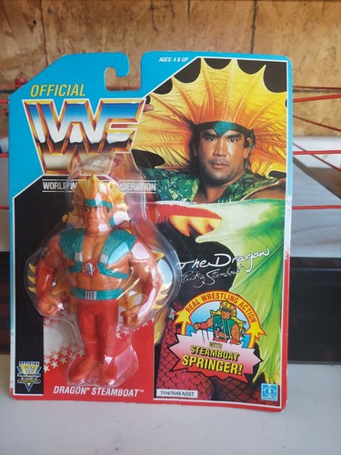 WWF Hasbro Ricky The Dragon Steamboat Blue Card se...