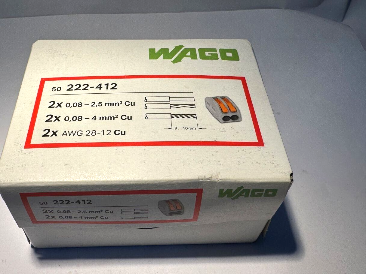 Wago 222-412 4mm 2-Way Lever Connector 32A 50 Pack
