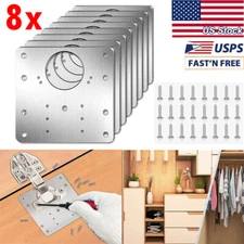 8x Hinge Repair Plate for Cabinet Door, Stainless Steel Hinge Repair Bracket Kit
