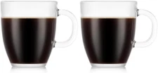 12Oz Bistro Coffee Mug Single-Wall Tempered Glass, 2 Pack, Clear