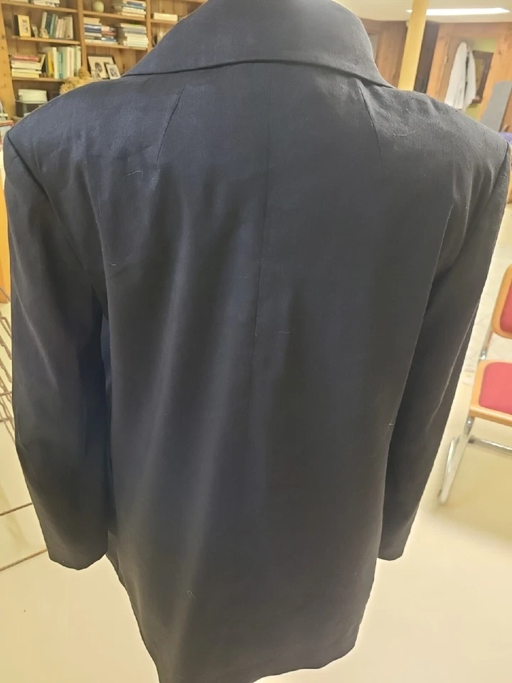 Theory Black Jacket Coat Linen Viscose - Image 2 of 4