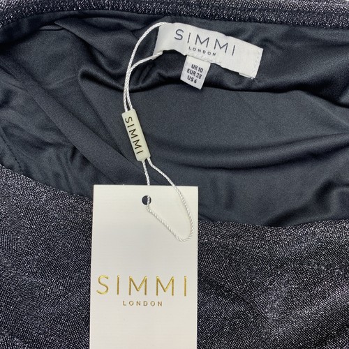 Simmi Diamante Cut Out Midi Dress, One Shoulder UK 10 Petite Glitter Gunmetal - Picture 12 of 19