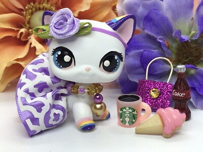 For Mini Pet Shop Custom  Accessories Cat Dog Toy PET NOT INCLUDED Purple Outfit