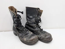 Vintage Combat Boots International Shoe Co  Black Leather Mens 7.5 Army Military