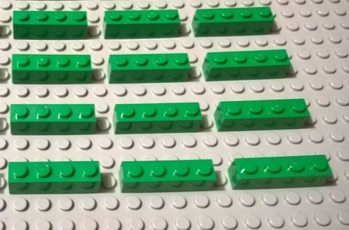 LEGO Baustein 12 Stück 3010 grün 1x4 Steine System City Hausbau Space Einer
