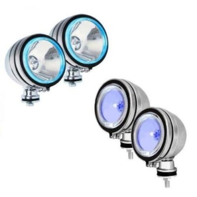 2X 6'' BLAUE STRAHLER MIT WEISSEN LED ANGEL EYE HALOGEN STRAHLER NEBELSCHEINWERFER 