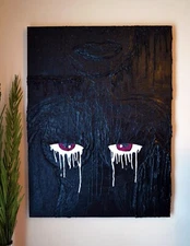 Eyes Up Here - Textured canvas original acrylic large 30x40in