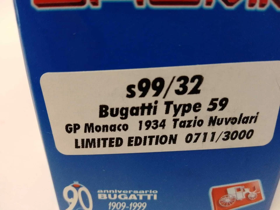Brumm Bugatti Type 59 #28 Tazio Nuvolari GP Monaco 1934 1/43 S99/32 ANNIVERSARIO - Immagine 3 di 3