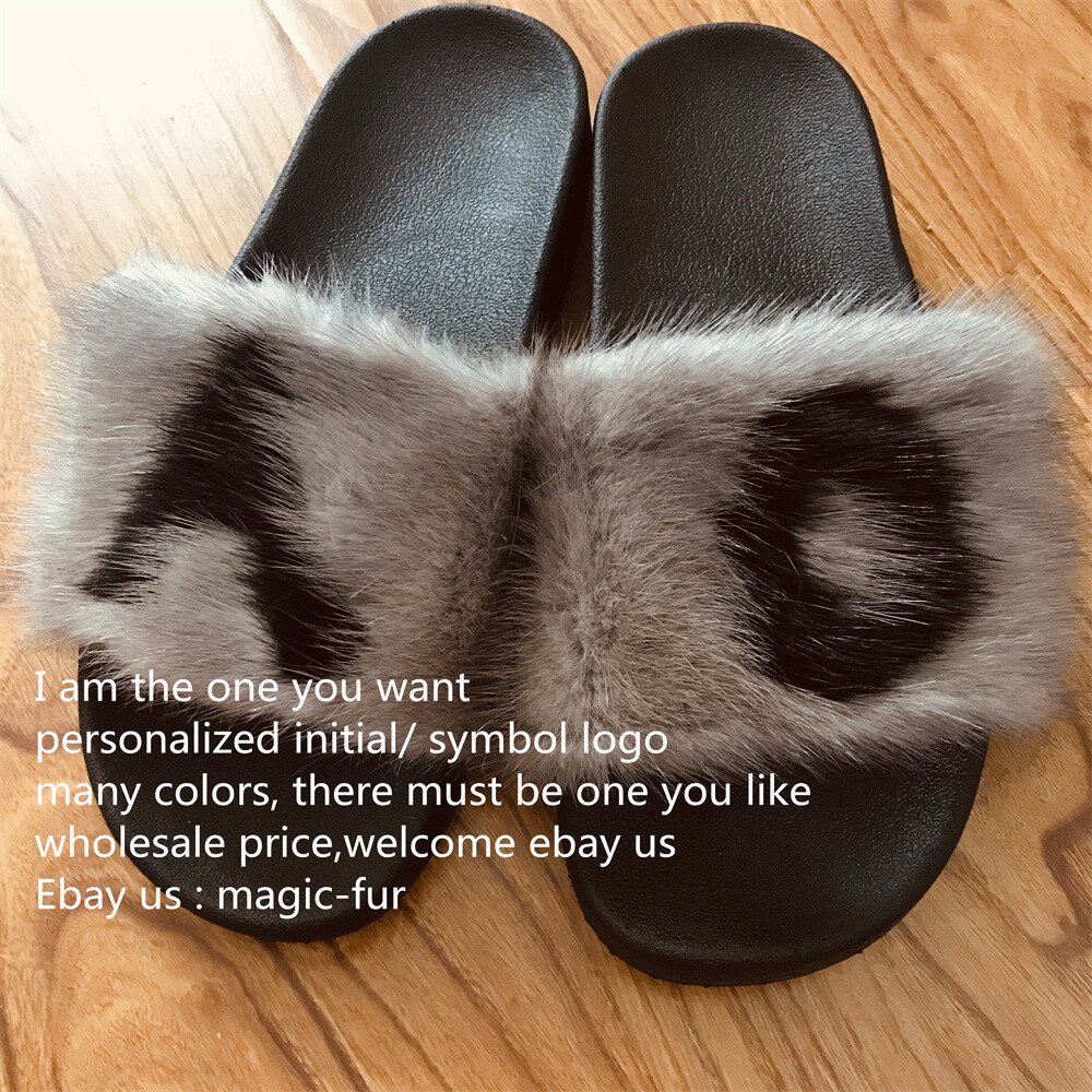 Pink Real Mink Fur Slides Slippers Sandals Comfy Personalized gift for her