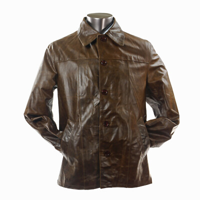 Hardly Worn VERA PELLE Men's Brown Leather Basic Jacket Coat 52 EU