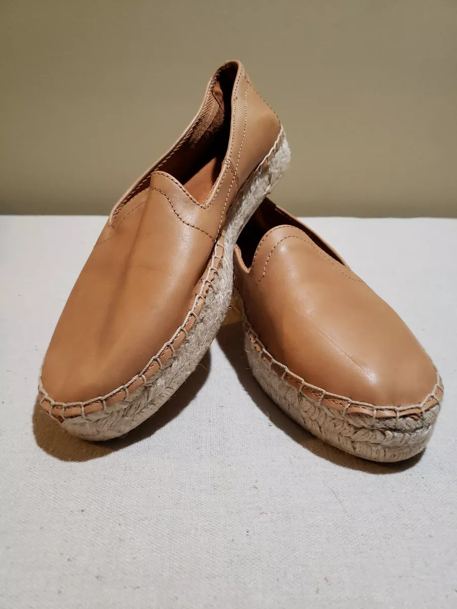 Gap Womens Tan Brown Leather Espadrille Loafer Shoes Slip On Size 9
