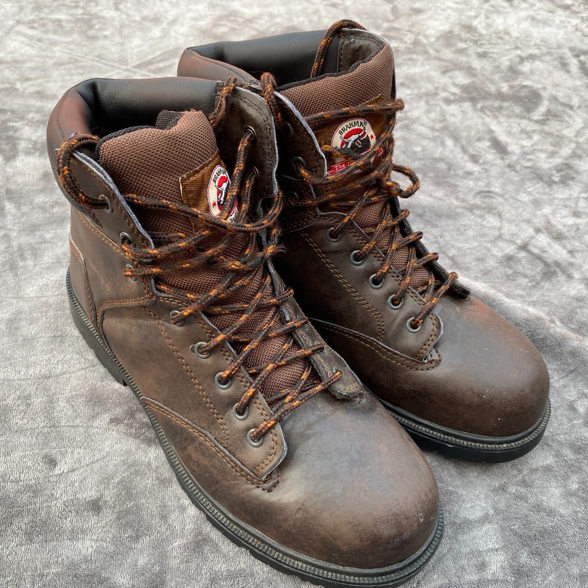 Brahma Bay Boots Mens Sz 11 WIDE Brown Leather Steel Toe Leather Pull On BRAHMA men main image 2