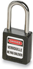 410BLK Lockout Tagout Safety Padlock with Key Black 0.25 In. Shackle Diameter