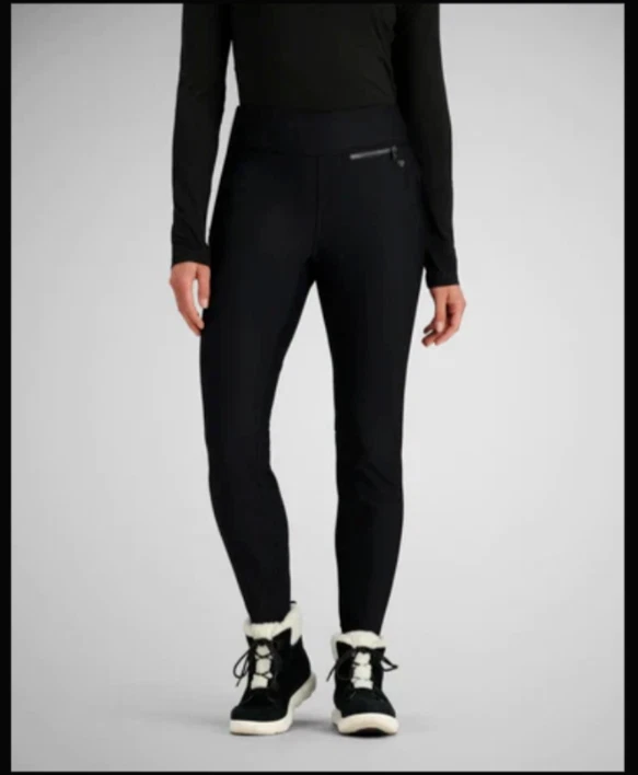 OBERMEYER Black ITB Stretch Ski Pants Mesh Stirrup 8 Long Zip Pocket Durogaurd - Image 2 of 4