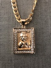 Jesús Malverde Oro Laminado Medalla con Cadena Dije Sinaloa Nuevo