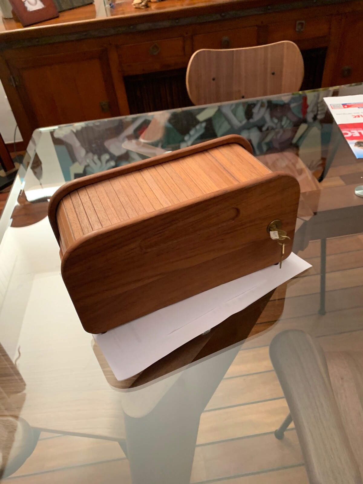 Boite de rangement en bois contre la poussière des disquettes 3"1/2 avec clé