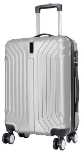 ABS Reise Koffer-Hartschale Palma Silber aufrecht rollbar klassisches Design M - Afbeelding 1 van 6