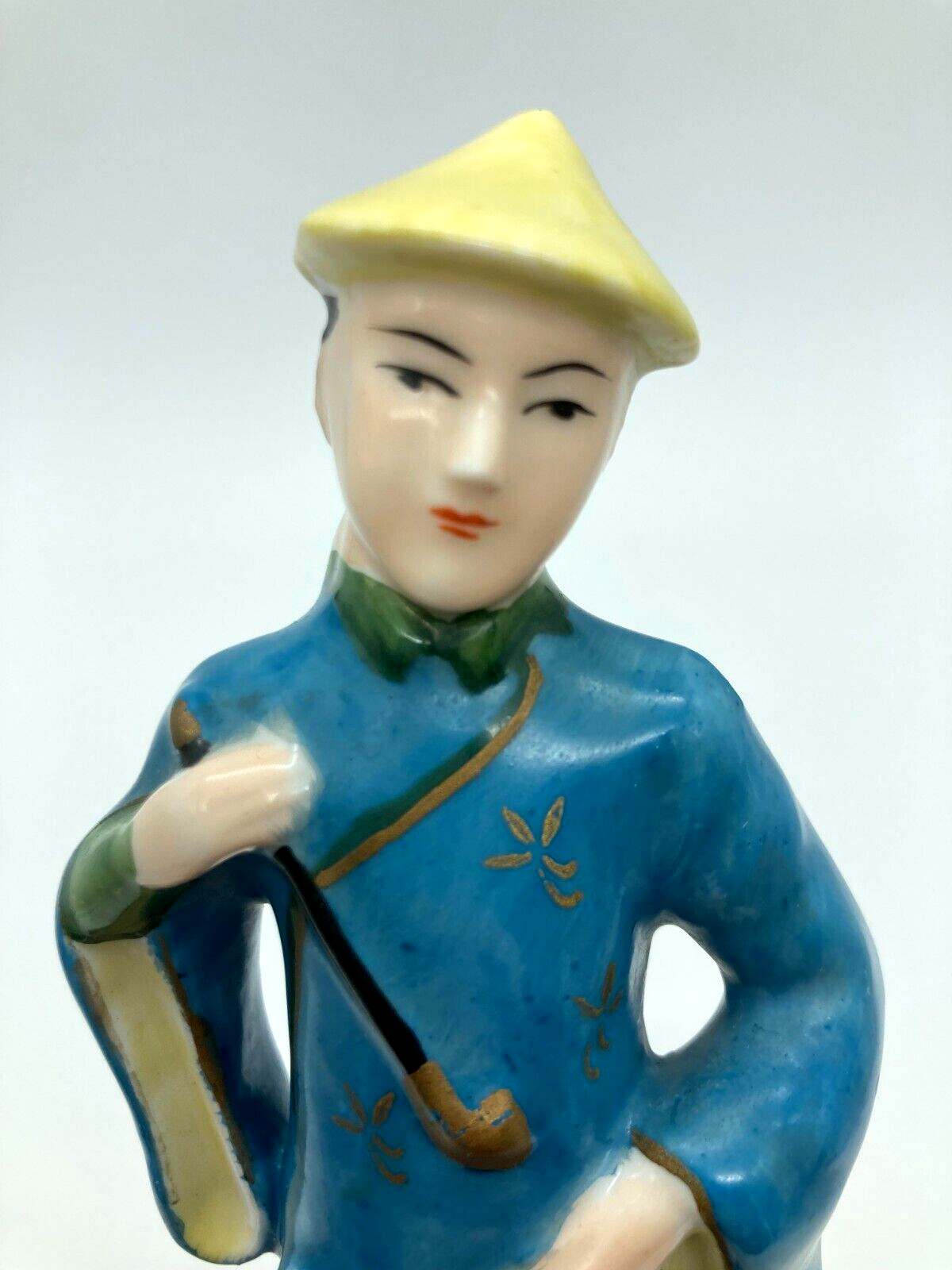 Vintage Moriyama Occupied Japan Porcelain Asian Male Figurine w/ Pipe & Fan 7.5" eBay