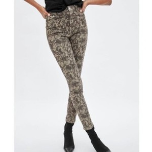 Zara Jeans Gris Verde Serpiente Diseño Denim Cintura Alta Pantalones  Ajustados Bolsillos Nuevo con etiquetas 2 | eBay