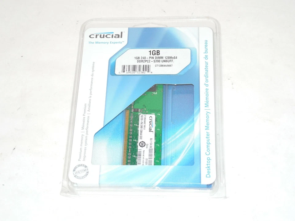 Crucial 1GB DDR2 667MHz PC2-5300 240 pin CL6 1.8V Non ECC Desktop Memory RAM 667 - Image 3 of 4