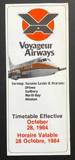 Voyageur Airways Timetable Effective October 28, 1984