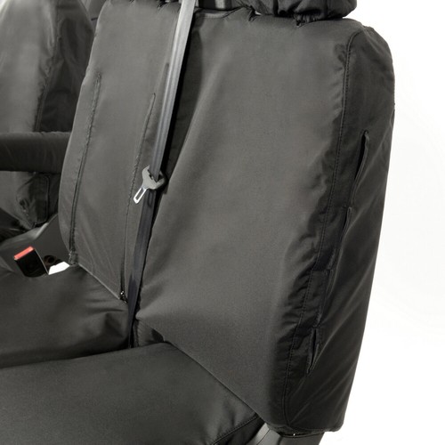 FORD TRANSIT CUSTOM PHEV FRONT SEAT COVERS TAILORED (2019-2023) BLACK 102 - Picture 8 of 24