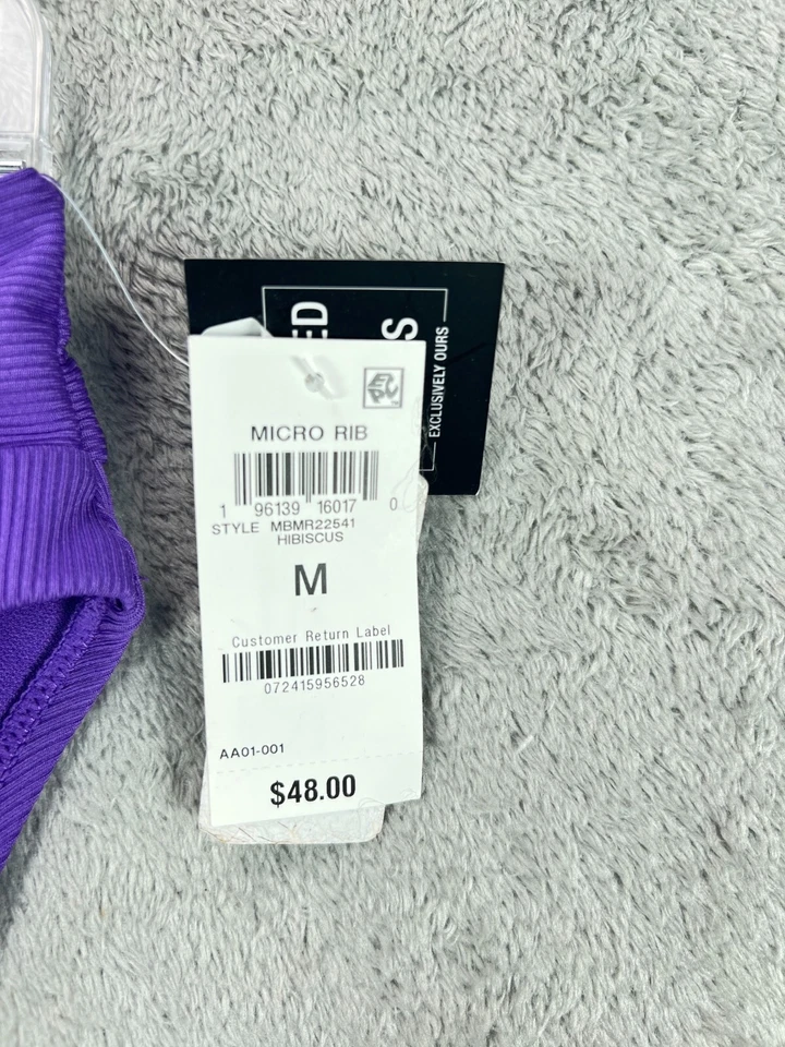 NUEVO CON ETIQUETAS BAR III Mujer Bikini de Natación Parte Inferior Talla Mediana Púrpura Acanalado Cintura en V Pierna Alta Foto 2 de 4