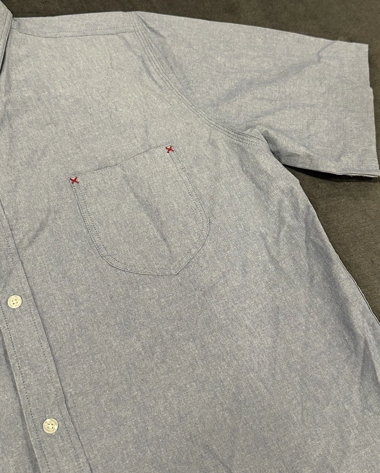 BENCH Mens Size 2XL Blue Button Up Short Sleeve Casual Shirt Combed Cotton - Image 4 of 4