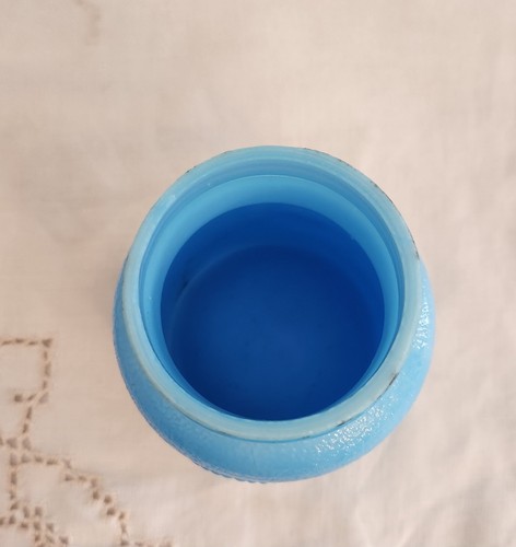 Mosser Vintage Blue Glass Sugar Shaker Muffineer With Owl Inside A Rope Frame - Picture 9 of 12