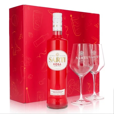 BARMEISTER Sarti Spritz Geschenkset 0,7l Flasche 14,0 % Vol. + Spritzgläser|Pink