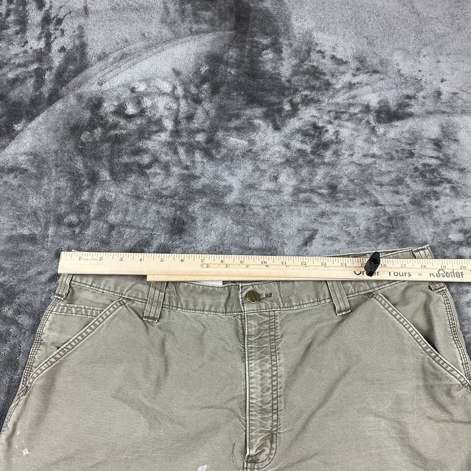VTG Y2K Carhartt Canvas Carpenter Shorts B144 LBR SIZE 38 Original Fit Faded
