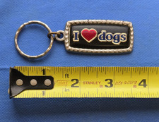 Vintage early-mid 1980's I LOVE DOGS Heart Keychain Metal / Enamel F9