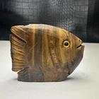 Natural Crystal Mineral Specimen. tiger's-eye. Hand-carved Fish.Gift.BO