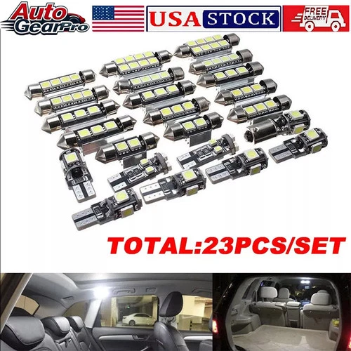 23x Canbus LED Car Interior Inside Light Dome Trunk Map License Plate Lamp Bulb