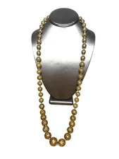 KJL Kenneth Jay Lane Gold Filigree Bead Necklace Vintage Statement Jewelry