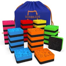 Scribbledo 30 Pack Dry Erase Erasers Assorted Colors Magnetic Whiteboard Eras...