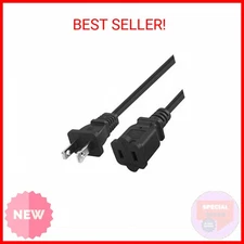 6FT(1.8M) Polarized US 2-Prong Male-Female Extension Power Cord, 2 Outlet Extens
