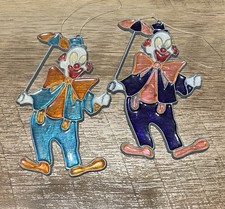 Vintage Stained Glass Circus Clown Sun Catchers 2 Window Hanger