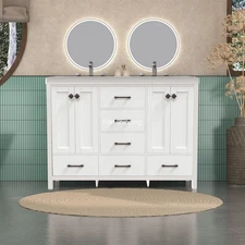 47" Bathroom Vanity w/Sink,Freestanding Vanity Storage Cabinet,6 Drawers,2 Doors