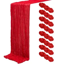 8 Pack 120 inch Red Cheesecloth Table Runners Gauze Rustic Sheer Runner