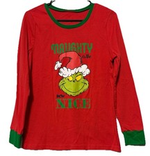 Grinch T Shirt Holiday Sleepwear Top Women L Naughty Is The New Nice Dr Seuss