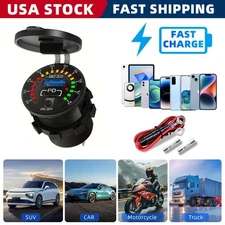12V-24V Dual USB Car Charger Cigarette Lighter Socket Power Outlet LED Voltmeter