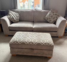 SCS Grey Velvet 4 seater sofa with 2 cushions and a Storage Ottoman 