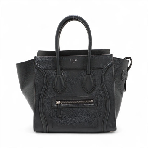 Celine Luggage Micro Shopper Leather Hand bag Black