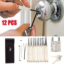 14PCS Lock Picking Starter Kit Hooks Rakes Tension Wrenches Training Lock Case